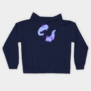 Blue axolotls drawing Kids Hoodie